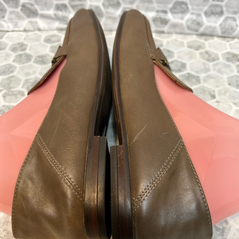 Patricia Nash Fia Leather Flat Loafers in Taupe with Buckle - Size 8 - Picture 8 of 10